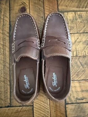 Florsheim Brown Leather Penny Loafers with Contrast Stitching